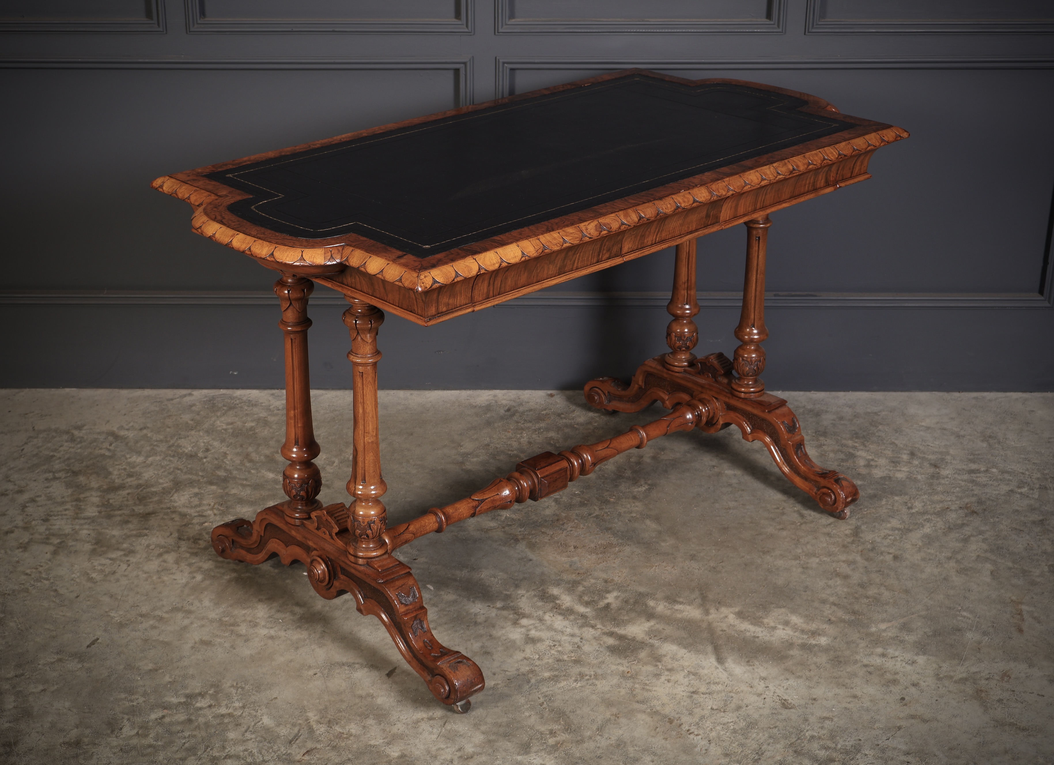 Shaped Carved Walnut Library Table - Image 2